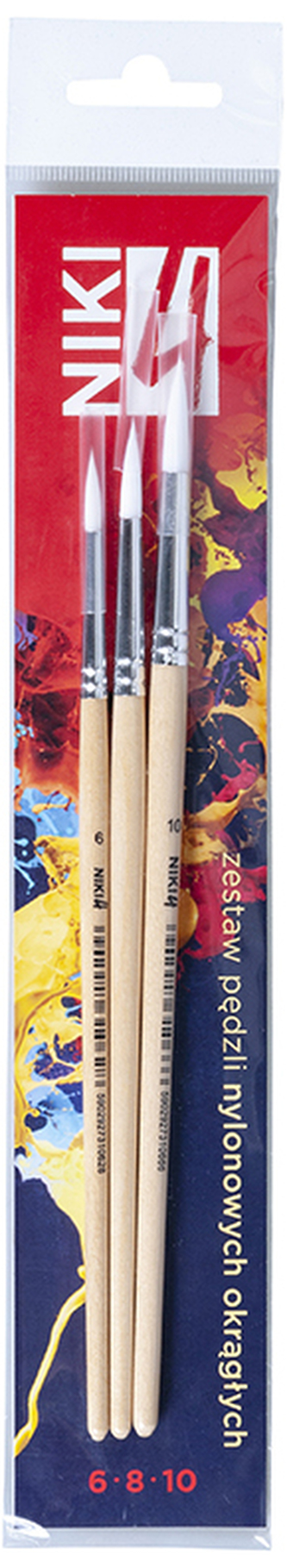 Pędzle Nylonowe Okrągłe Kpl 6+8+10, Koh-I-Noor Pędzle Nylonowe Okrągłe Kpl 6+8+10, Koh-I-Noor