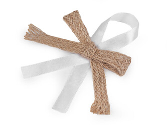 Svatební jutová mašlička / vonička - 10 ks - režná přírodní bílá