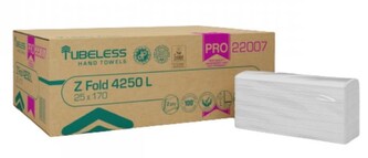 Ručníky skládané Z Tubeless Pro, 2 vr., celulóza, bílé, 4250 ks