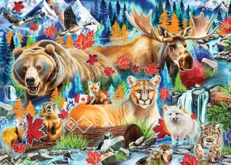 RAVENSBURGER Puzzle Divoké šelmy Kanady 1000 dílků