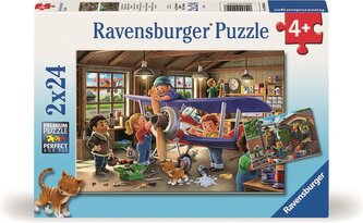RAVENSBURGER Puzzle Staň se opravářem letadel a vlaků! 2x24 dílků