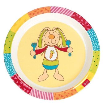 Melamin baby talířek RAINBOW RABBIT zajíc se silikonem (21,5 cm) sigikid
