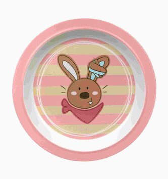 Melamin baby talířek DUBBiDUU zajíc se silikonem (21,5 cm) sigikid