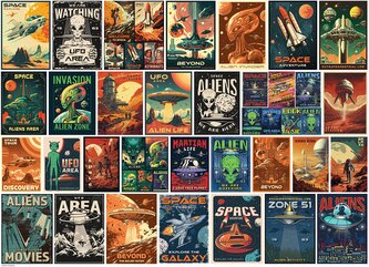 EUROGRAPHICS Puzzle Vintage plakáty Mimozemšťané 1000 dílků