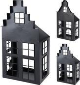 LATARNIA DOM 41cm CZARNY 2wzory