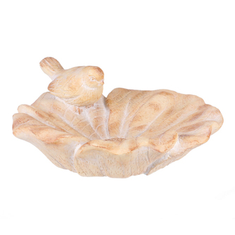 Krmítko/pítko - květ s ptáčkem, magnesium, imitace dřeva