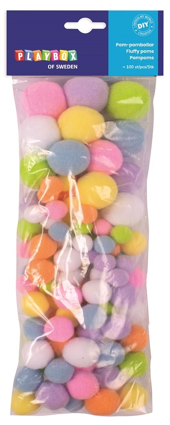 Chlupaté bambulky, 100 ks, pastelové barvy
