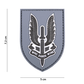 Gumová nášivka 101 Inc znak SAS Who Dares Wins - šedá