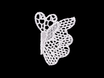 Textilní aplikace / nášivka krajkový motýl - 10 ks - Off White