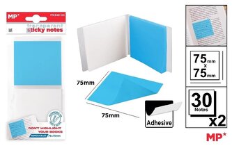 Karteczki samoprzylepne przezrocz 75x75mm 2x30szt