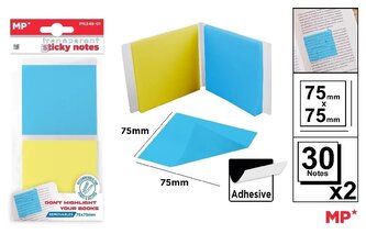 Karteczki samoprzylepne przezrocz 75x75mm 2x30szt