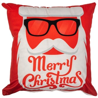 Vánoční 3D povlak na polštář Merry Christmas Santa 45x45 cm bílý/červený