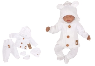Z&Z 4-dílná kojenecká soupravička, kabátek, tepláčky, čepička a botičky - bílá, vel. 62; 62 (2-3m)