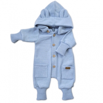 Dětský pletený overálek s odepínací kapucí - baby blue, 68/74; 68/74 (6-9m)