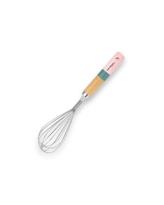 Metla na šlehání s dřevěnou rukojetí – růžovo-modrý