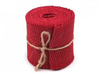 Jutová stuha přírodní šíře 60 mm - 1 ks - 5 červená jahoda
