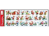 Okenní fólie 210x595mm, Santa, sněhuláci, skřítci, barevná