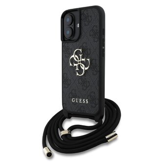 Guess PU 4G Metal Logo Crossbody Popruh Zadní Kryt pro iPhone 16 Black Guess PU 4G Metal Logo Crossbody Popruh Zadní Kryt pro iPhone 16 Black