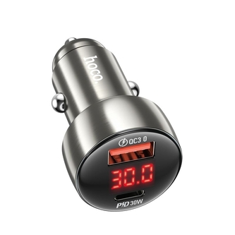 CL adaptér HOCO Z50, 1x USB A, 1x USB C, QC 3.0, PD 48W, barva metal grey CL adaptér HOCO Z50, 1x USB A, 1x USB C, QC 3.0, PD 48W, barva metal grey