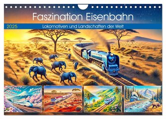 Faszination Eisenbahn - Lokomotiven und Landschaften der Welt (Wandkalender 2025 DIN A4 quer), CALVENDO Monatskalender