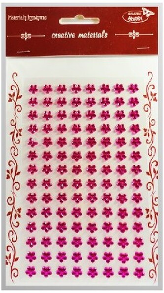 Kryształki samoprzylepne kwiatki 8mm, 112 szt., kolor różowy, Galeria Hobby