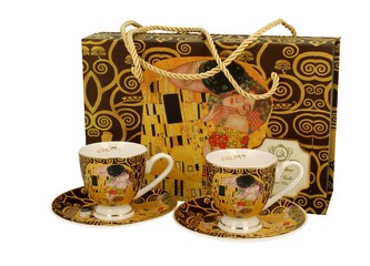 2 filiżanki espresso ze spodkami KISS BROWN inspired by KLIMT - Golden Line 2 filiżanki espresso ze spodkami KISS BROWN inspired by KLIMT - Golden Line