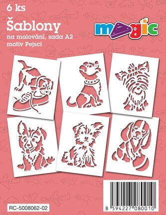 Papírové šablony MAGIC, 11 x 14cm, 6ks, sada A2 - Pejsci