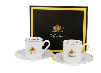 2 filiżanki espresso elegant ze spodkami COFFEE TIME 1
