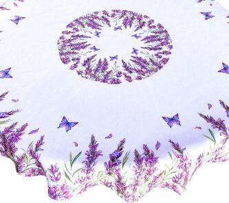 Vzorovaný kulatý ubrus na stůl LAVENDA O 130 cm Mybesthome