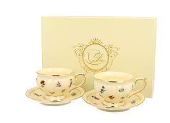 ECRU 2 filiżanki espresso ze spodkami ENGLAND