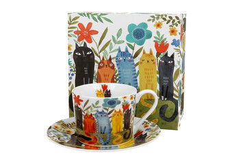 Filiżanka ze spodkiem elegant Koci Świat KOTY OGRODOWE Filiżanka ze spodkiem elegant Koci Świat KOTY OGRODOWE