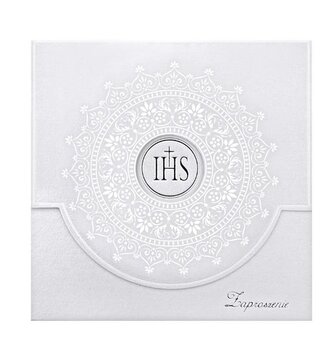 Zaproszenia komunijne z ornamentem biały 10szt