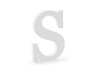 Drewniana litera S biały 14x20cm