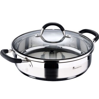 MASTERPRO Servírovací pánev s poklicí nerez FOODIES 28 cm 3,8 litru BGMP-1503-BK