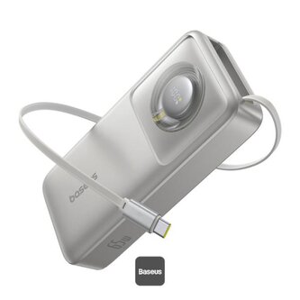 Powerbanka Baseus Free2Pull 20000mAh, 65W, s kabelem USB-C bílá