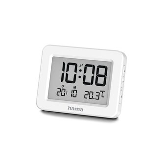 Hama Kos, digitální budík, s datem a teplotou, bílý