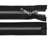 Kostěný zip No 5 délka 18 cm čtvercové zoubky - 25 ks - černá stříbrná