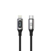 Kabel s LCD Forever USB-C/Lightning 1m 27W černý