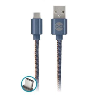 Kabel Forever Jeans USB/USB-C 1m 2A modrý