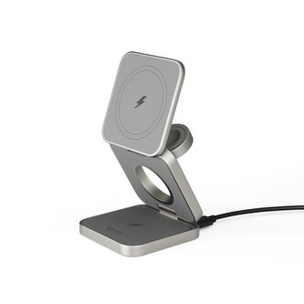 Bezdrátová nabíječka 3v1 Epico UltraBase EF45 15W kompatibilní s MagSafe titanová