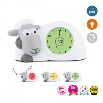 Zazu Ovečka SAM šedá - tréninkový budík s nočním světlem