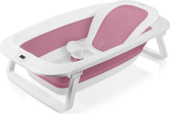 LIONELO Skládací vanička Babybubble s teploměrem a lehátkem Pink Magnolia