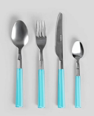 Sada příborů | SEASHELL | stříbrná s tyrkysovou rukojetí | 16.00 | 725708