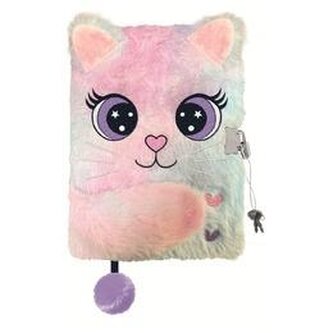 Pamiętnik z kłódką A5/96K 3D włochacz Charming Cat