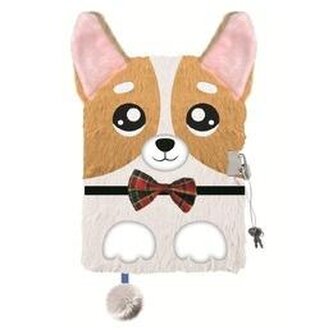 Pamiętnik z kłódką A5/96K 3D włochacz Corgi