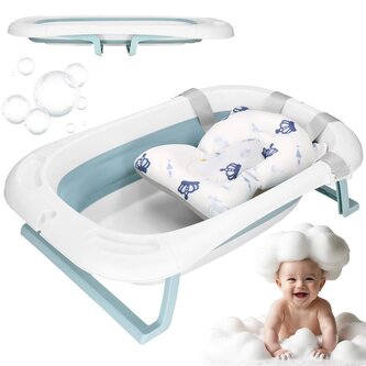 Vanička pro miminko s teploměrem + podložka skládací 35L SPRINGOS TINNIO modrá Vanička pro miminko s teploměrem + podložka skládací 35L SPRINGOS TINNIO modrá