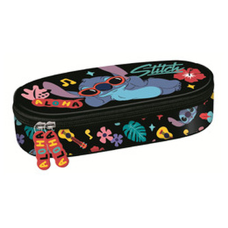 Piórnik saszetka usztywniona z wewnętrzną klapką. Stitch Black Aloha