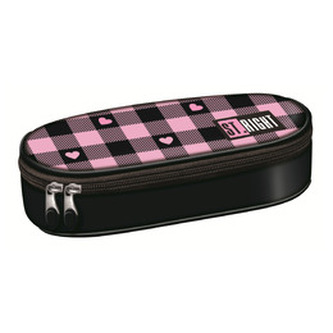 Piórnik saszetka usztywniona z wewnętrzną klapką. Pink Checkered