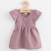 Kojenecké mušelínové šaty New Baby lavender - velikost 56 (0-3m)