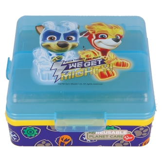 Svačinový box TLAPKOVÁ PATROLA čtvercový modrý 3 přihrádky